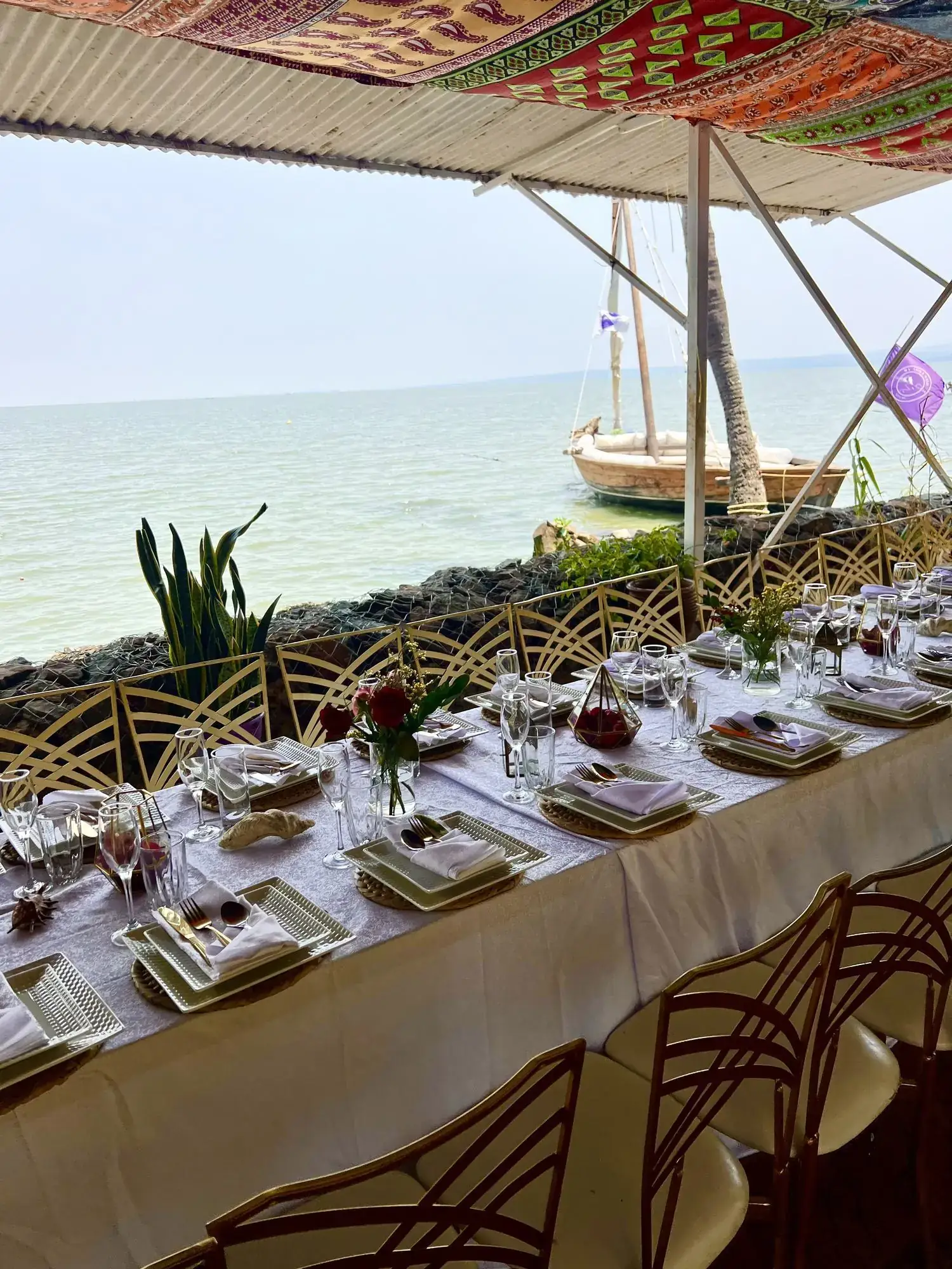 Food served aboard on the lake